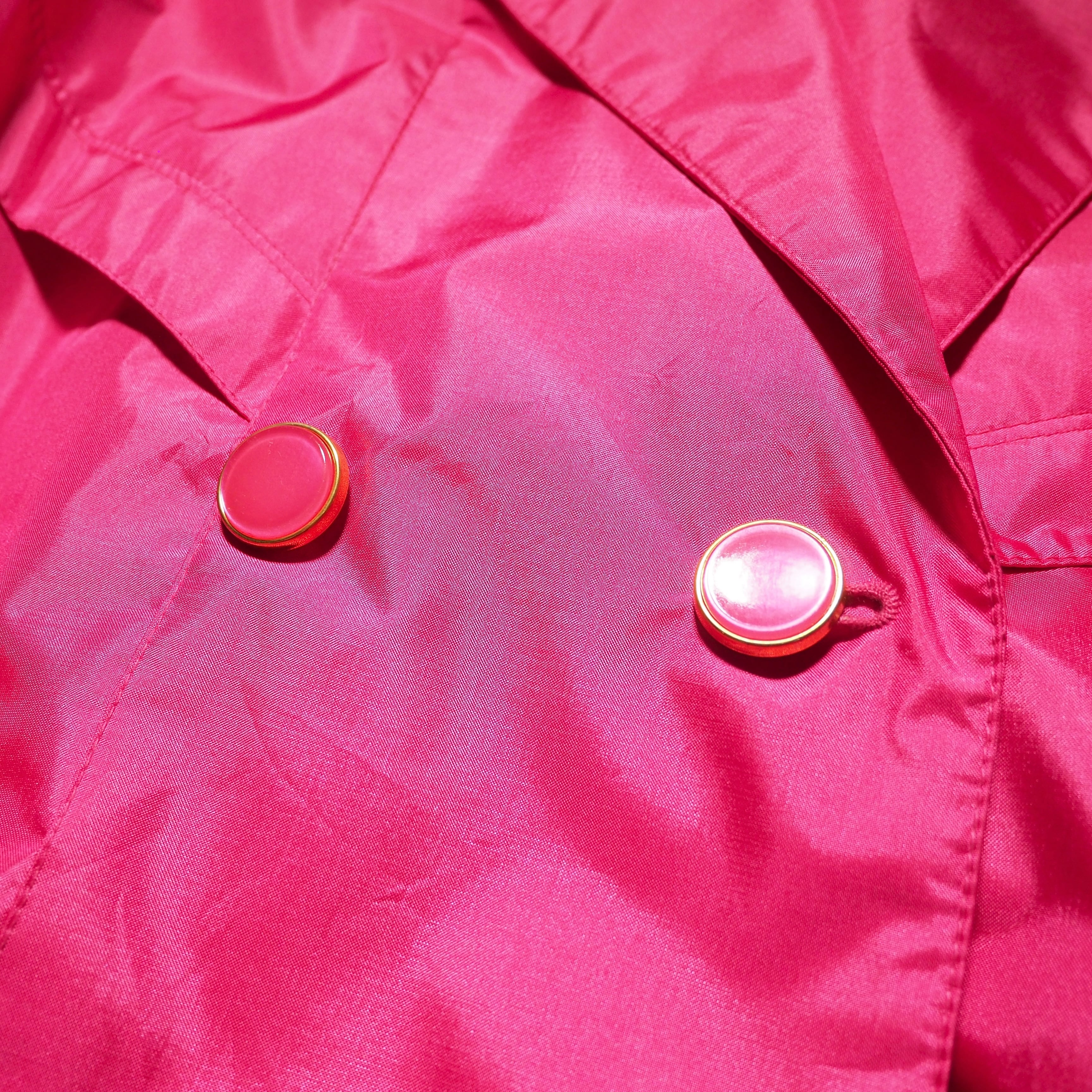 1990s Beautiful Vivid shocking pink color vintage loose long trench coat