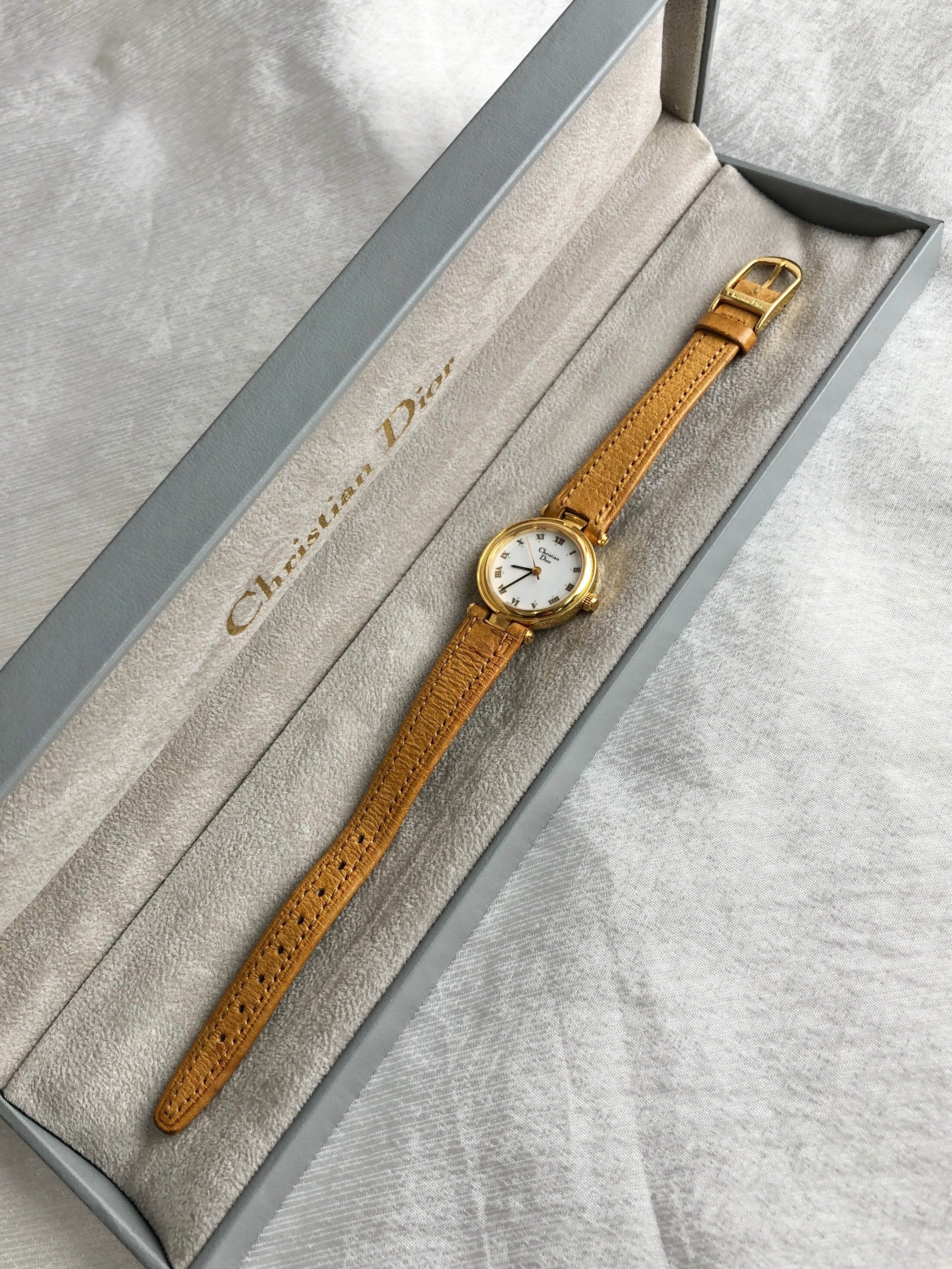 Christian Dior クリスチャン ディオール 腕時計 ブラウン レザー ステンレススチール クウォーツ 3005 vintage ヴィンテージ オールド j3tikl