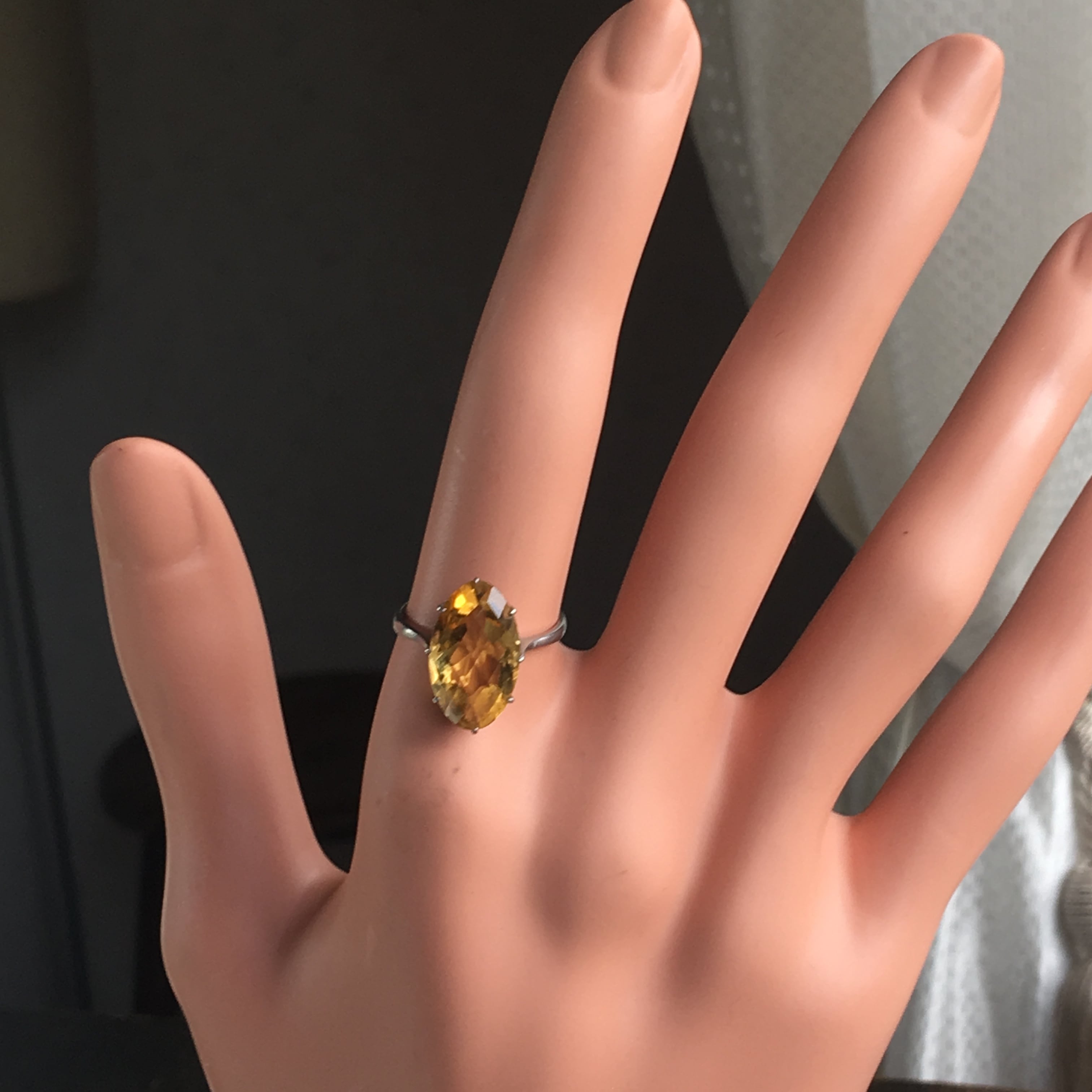 昭和初期 シトリン多面カット クラウン留めリング