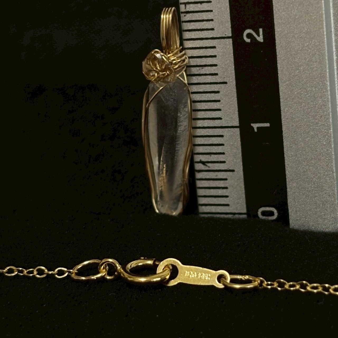 高千穂水晶原石14金gfワイヤーチェーンネックレス（ゴールド） 【40