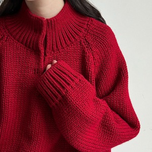 half-button knit pullover　J00404