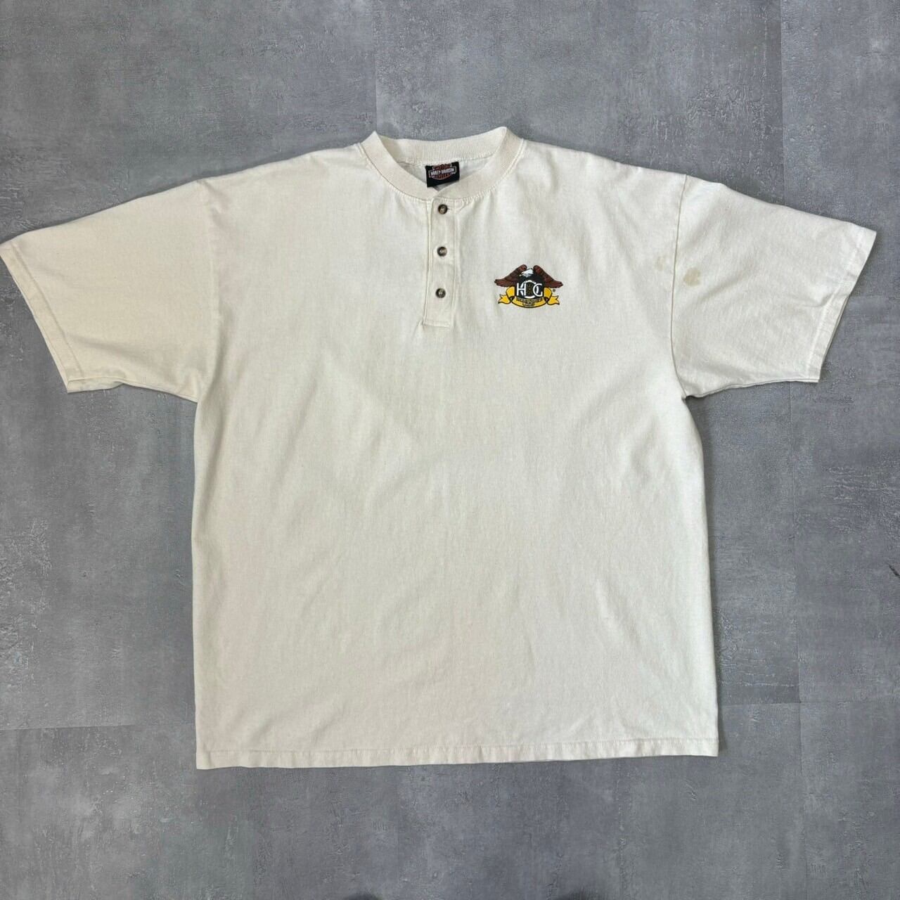 《XL size》Harley-Davidson ハーレーダビッドソン ヘンリーネックTシャツ 両面プリント No.3287