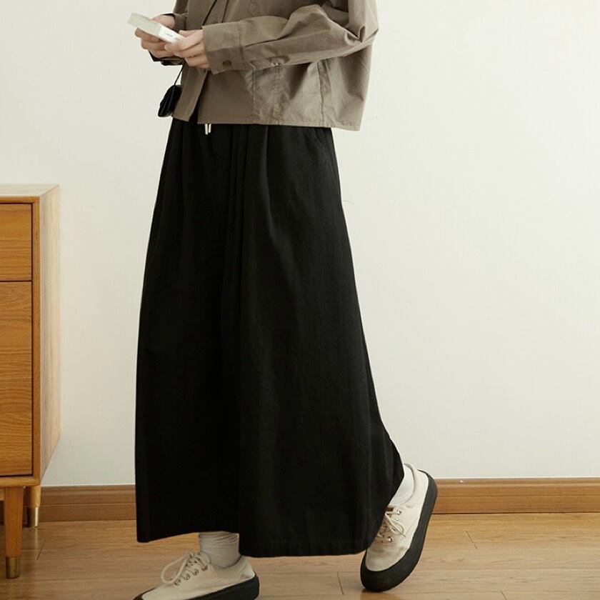 elastic waist flare long skirt m0263