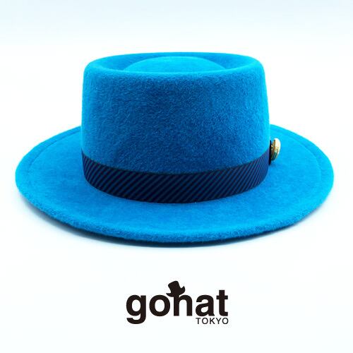 Rabbit fur velour PORKPIE HAT / ターコイズ ブルー 青 帽子 ハット