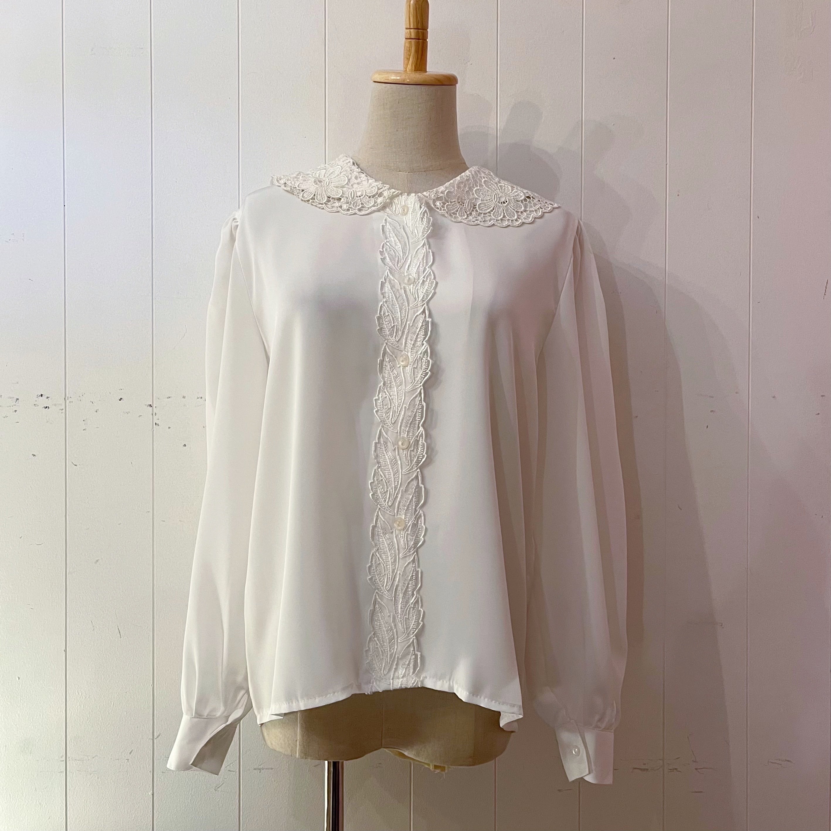 flower leaf lace white blouse
