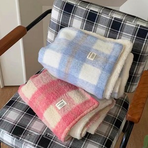 【BLANKET】韓国風チェック柄柔らかブランケット