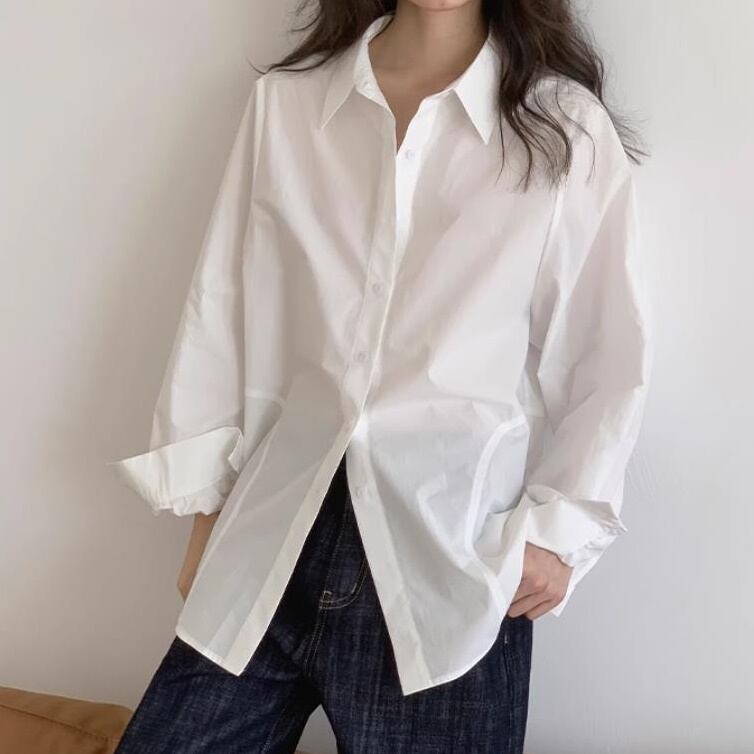 Side stitching white shirts 00542