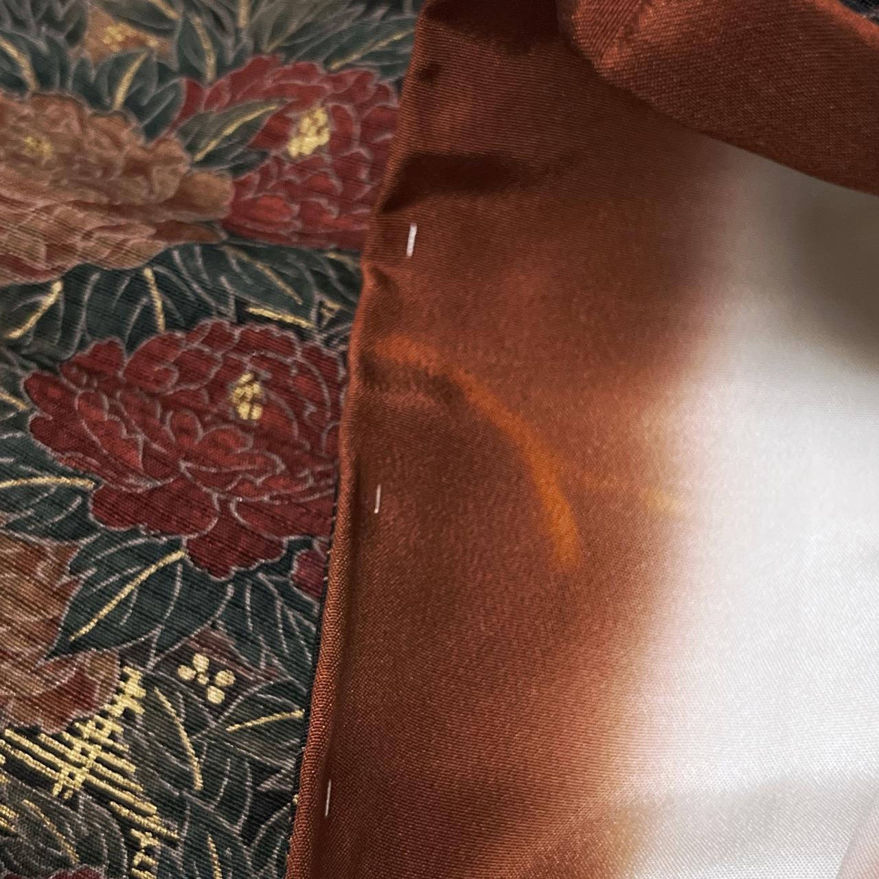 お値引き品】金銀彩入り 四季花に橋・鳥文様の小紋着物 | 今昔きもの楸堂 