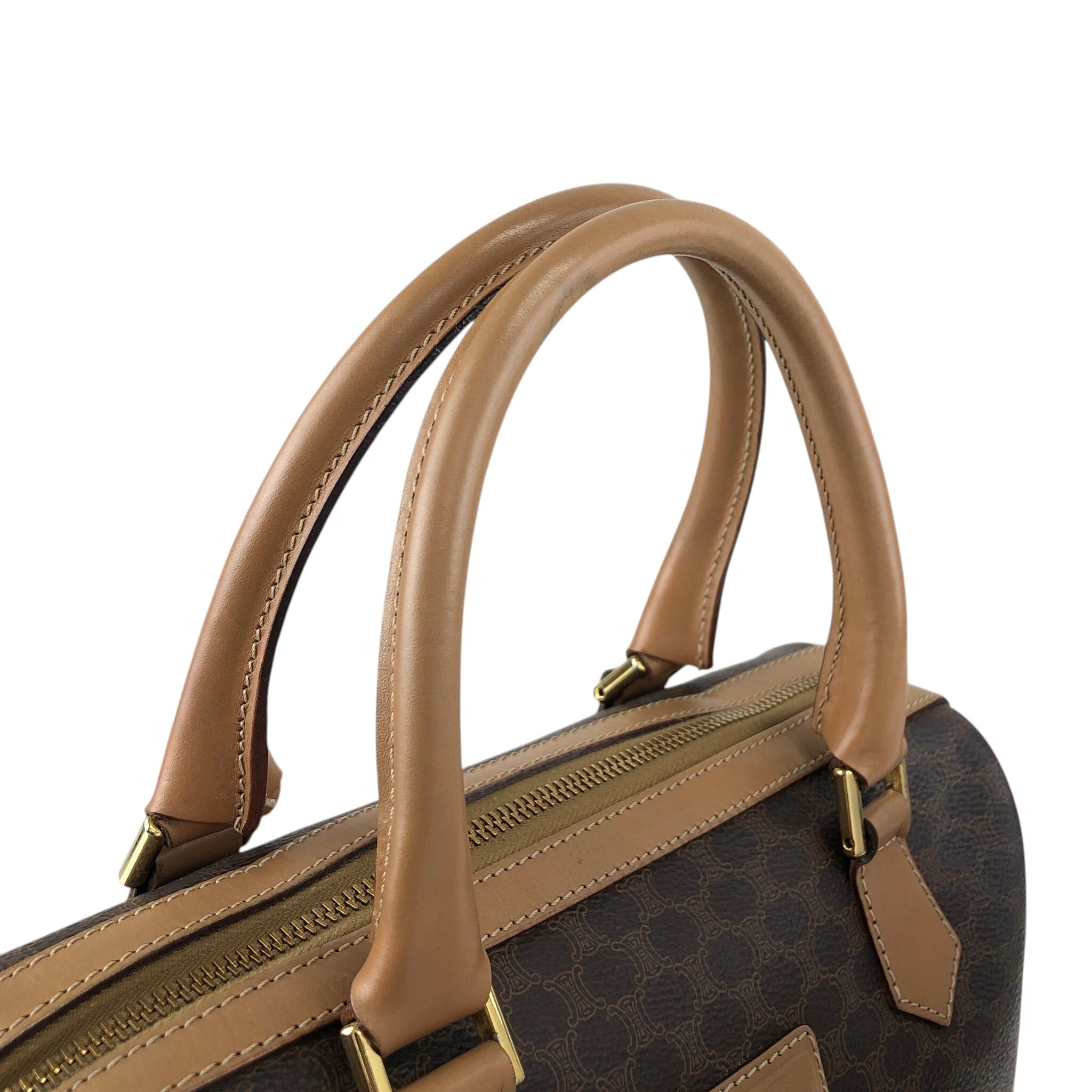CELINE ヴィンテージ　マカダム　PVC ボストン CELINE セリーヌ マカダム ショルダーバッグ ブラック PVCレザー ミニ