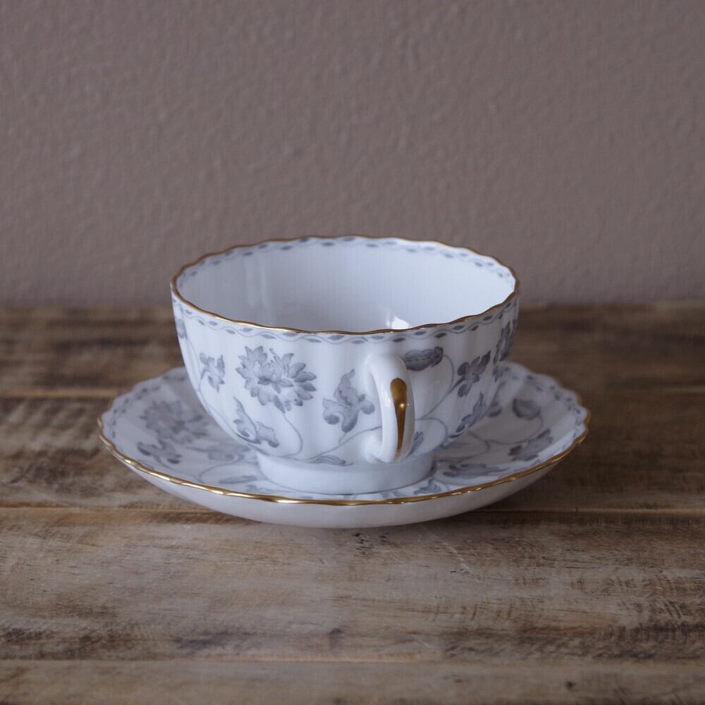 スポード コロネル ティーカップ ソーサー Spode Colonel グレー 菊 花