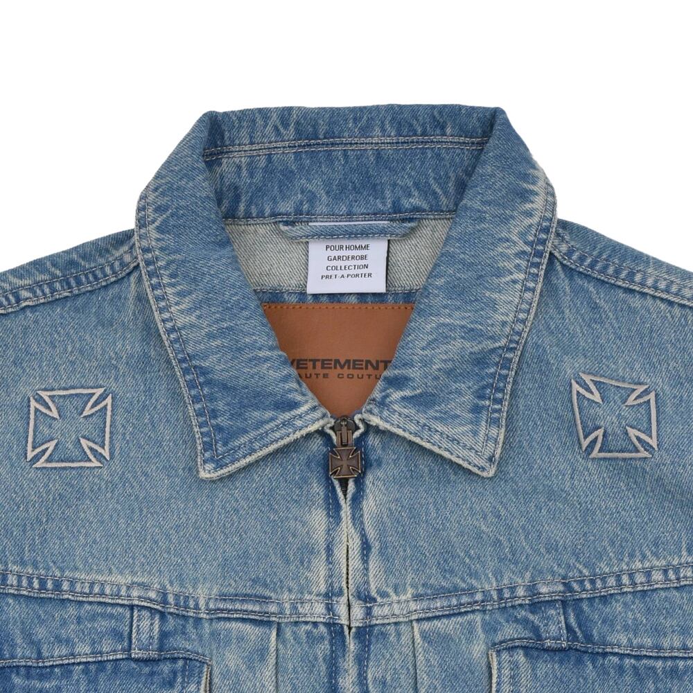 VETEMENTS】BIKER CROSSES ZIP DENIM JACKET | AYIN