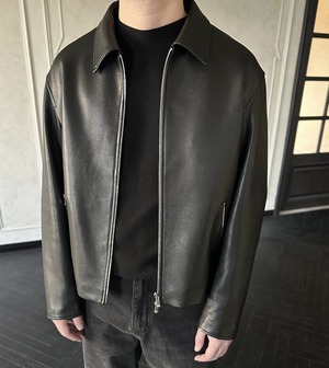羊革のジップジャケット 黒