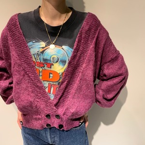 MOHAIR V-NECK CARDIGAN "PURPLE"