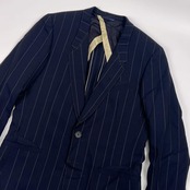 シルク混 Paul Smith ポールスミス ストライプ 裏地柄入り テーラードジャケット M/ネイビー メンズ