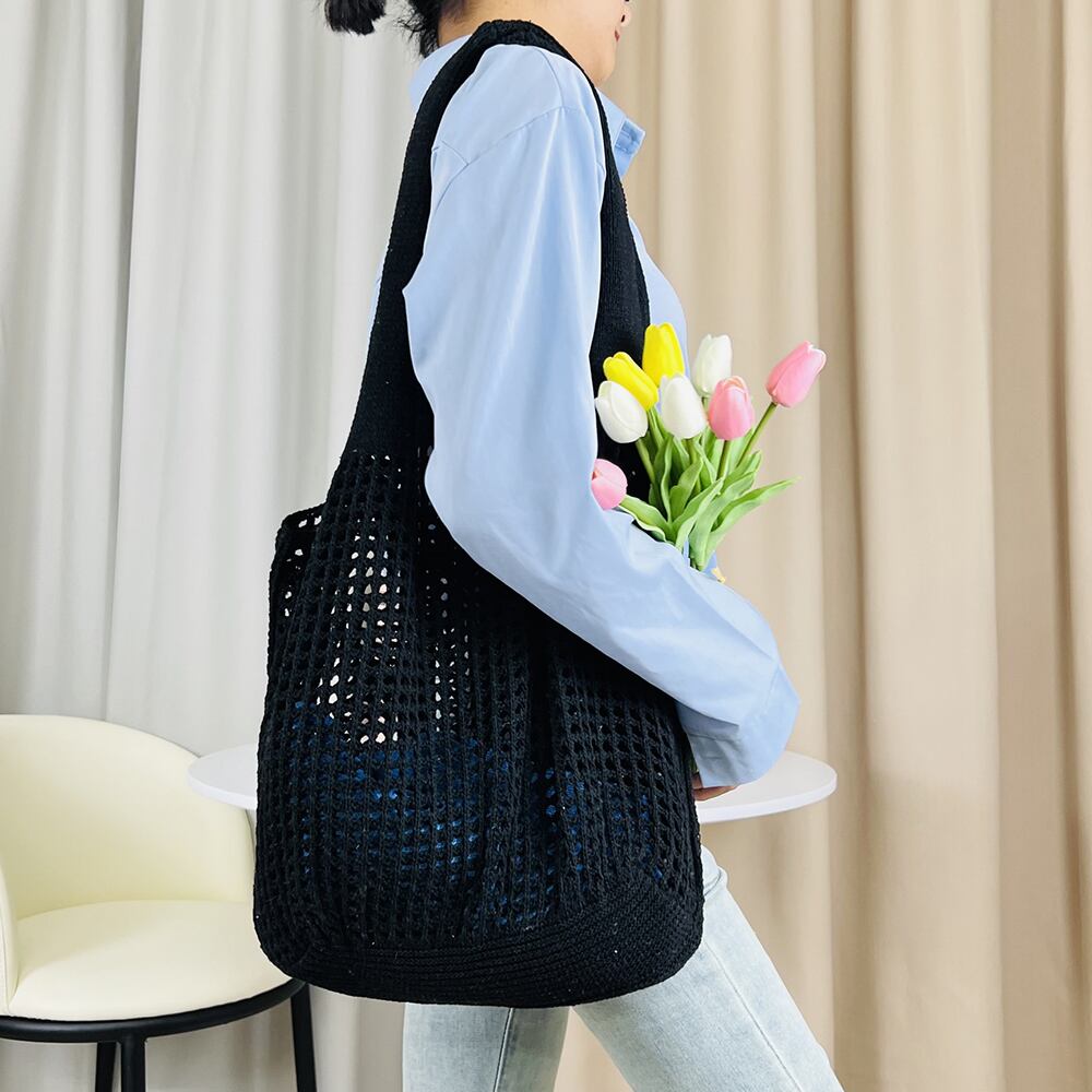 編みバッグ エックスニヒロ(X NIHILO) 編み込みトップハンドル・レザー