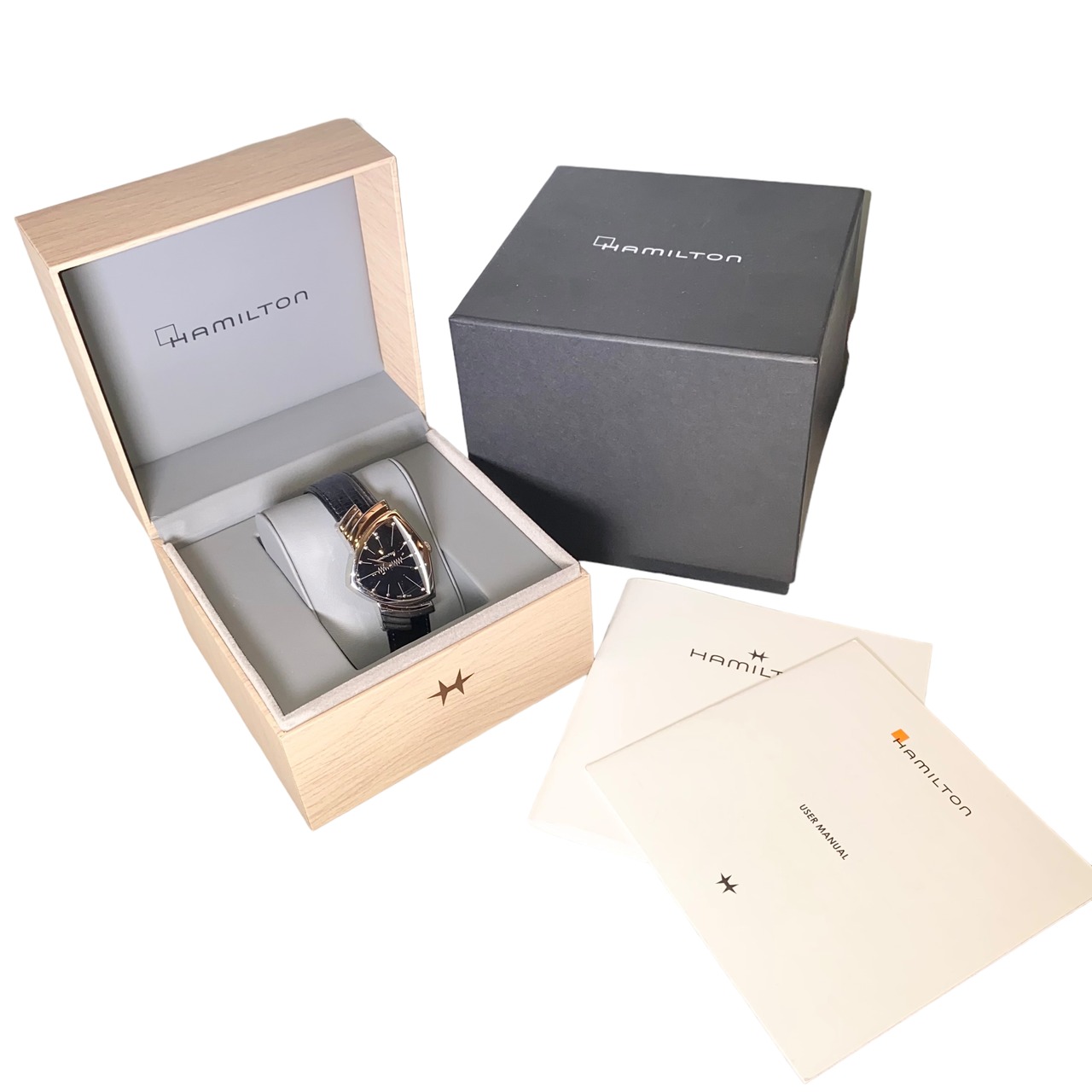 HAMILTON black dial quartz watch “VENTURA”