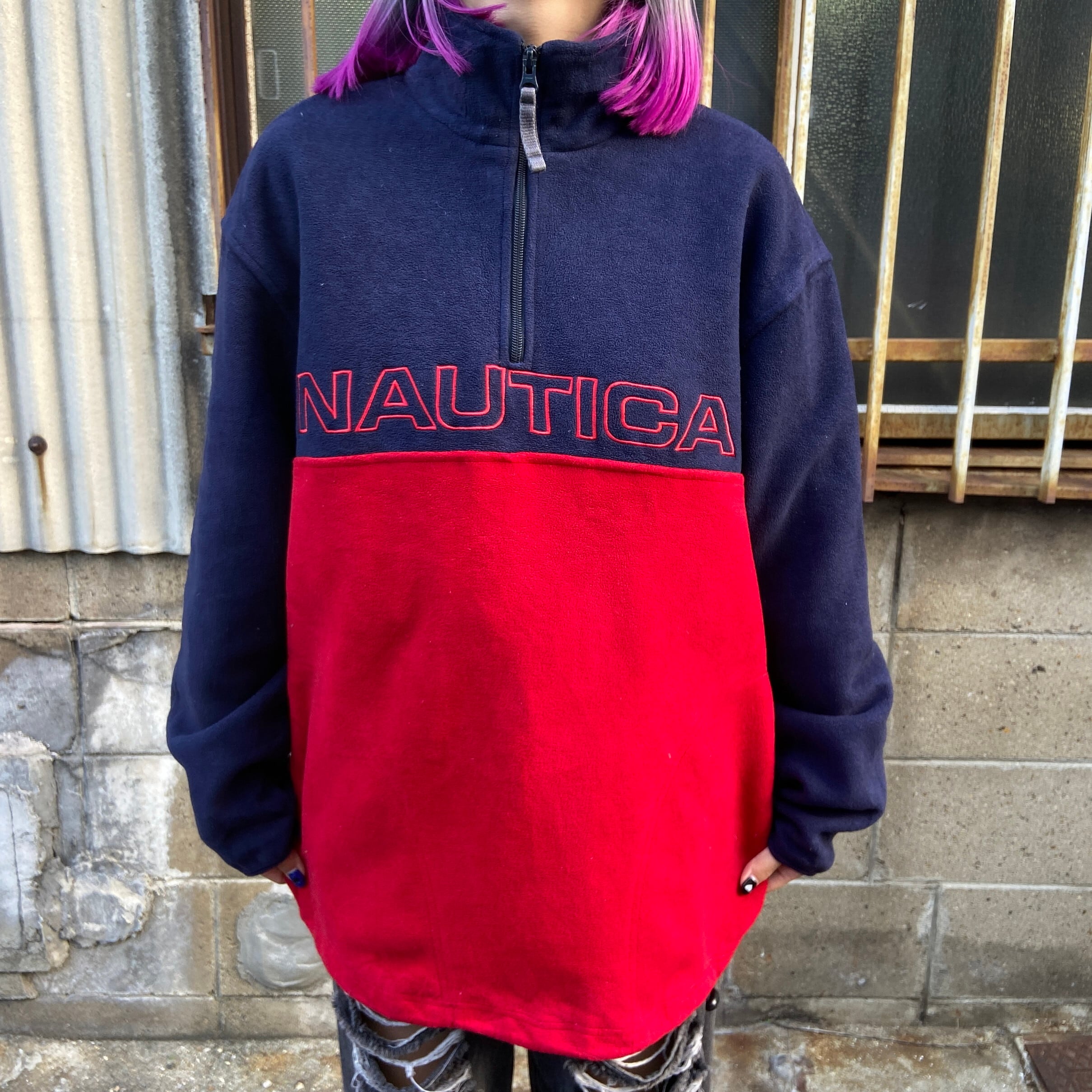 USA製 90年代 NAUTICA ノーティカ ハーフジップ フリースジャケット メンズL相当 古着 ロゴ刺繍 ネイビー×レッド 紺 赤 90s  ヴィンテージ ビンテージ【フリースジャケット】【HA10】【CS2301-30】【AN20】 | cave 古着屋【公式】古着通販サイト  powered ...