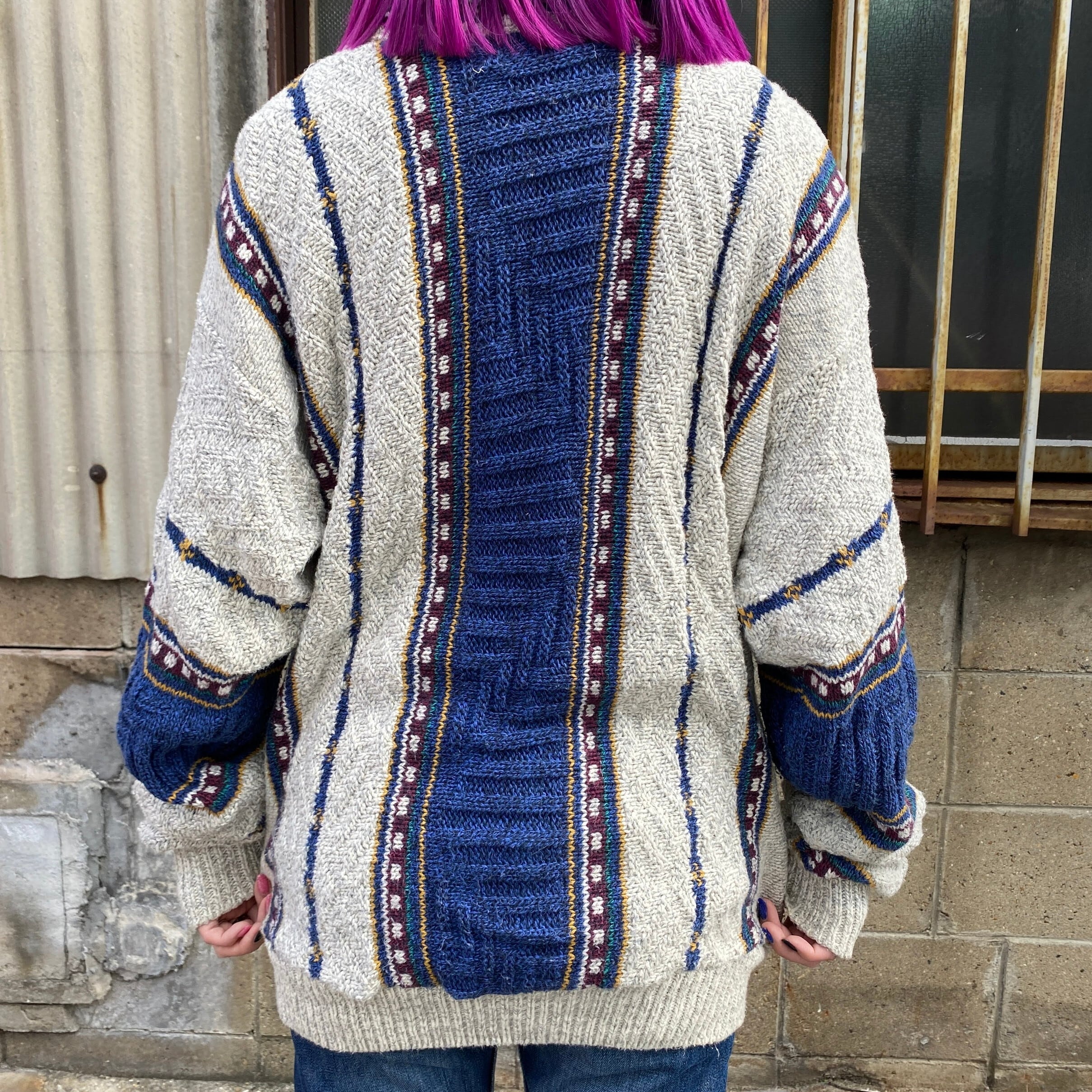 ヴィンテージ　AUTHENTIC グレー チェック柄 ニット M ヴィンテージAUTHENTIC グレー チェック柄 ニット M