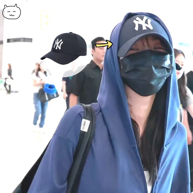 ★aespa カリナ 着用！【MLB】ベター フレックス ストラクチャー ボールキャップ NY (Navy)