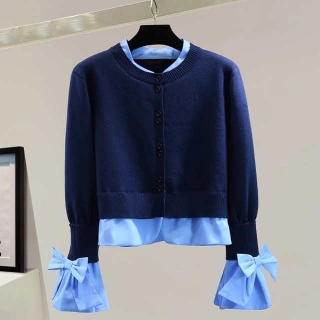 スリーブ リボン レイヤード デザイン ニット プルオーバー 239466