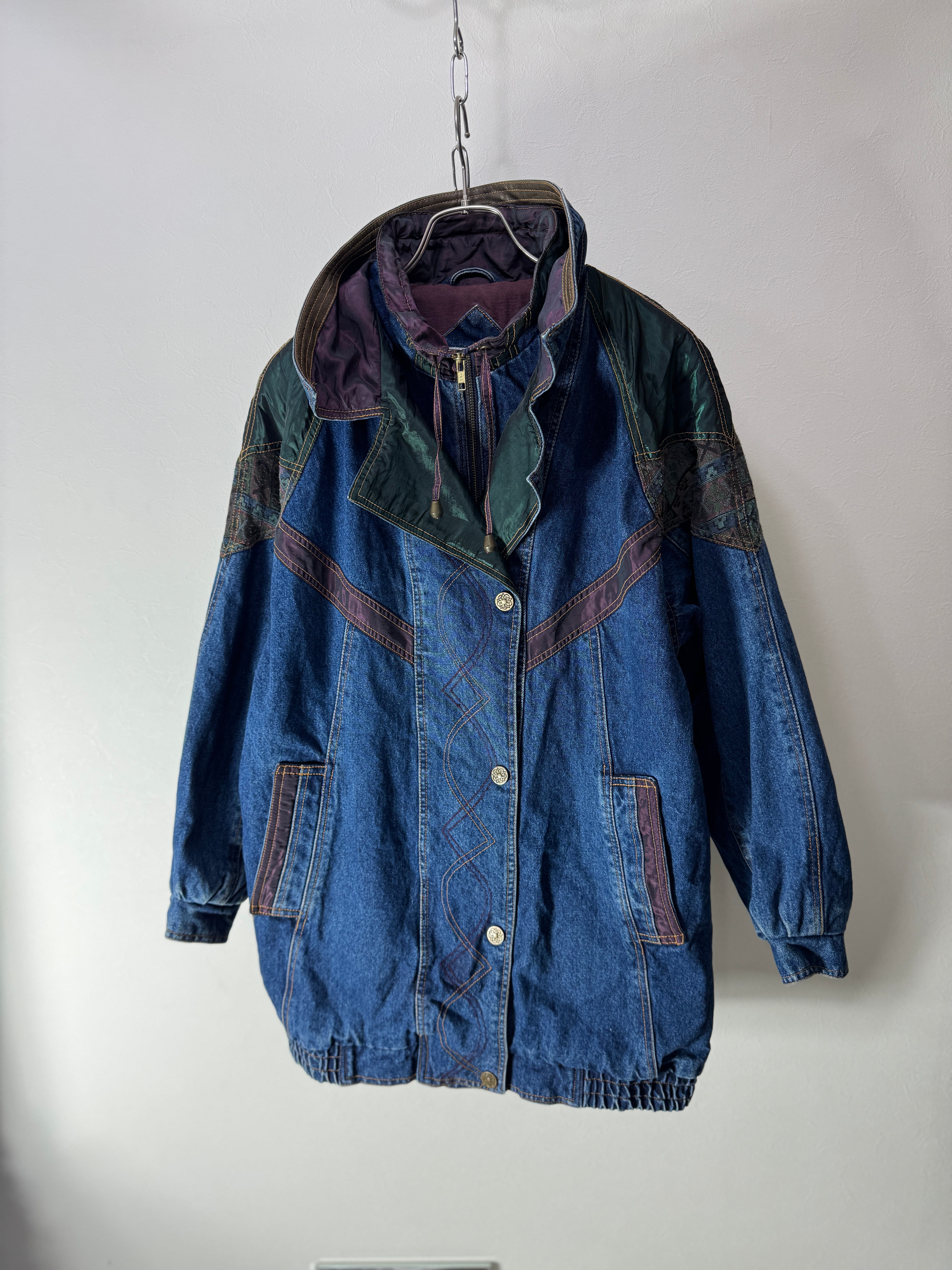 90’s Mixed Fabric Design Denim Jacket