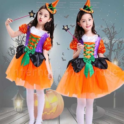 予約 コスプレ服 キッズ 魔女ワンピース 子供用 仮装 ハロウィン コスチューム 女の子 かわいい 魔女ドレス コスプレ衣装 ワンピース 帽子付き セットアップ風 キッズコスチューム プリンセス風 魔法使い こども 撮影用 おしゃれ kids12