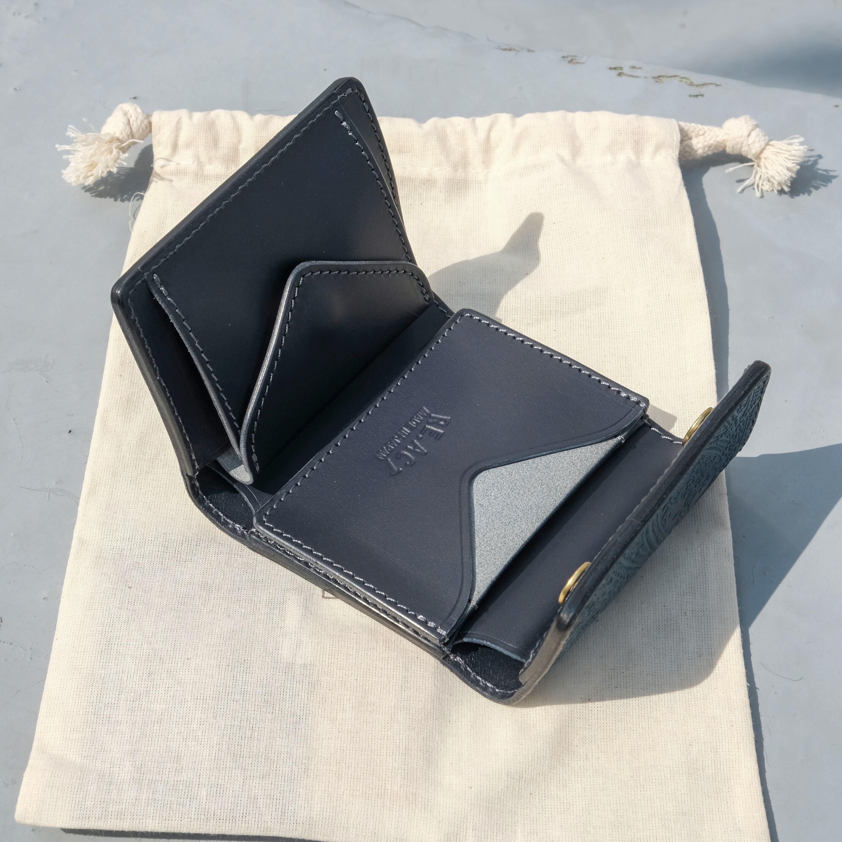 RE.ACT Paisley Indigo Three Fold Compact Wallet | atelier FLOAT