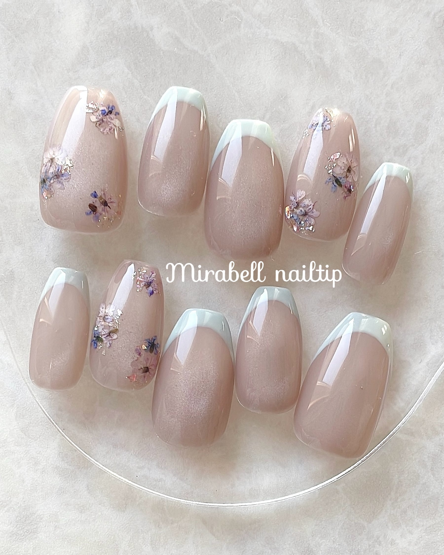 うるうる マグネット アンティーク 押し花 フレンチ 10枚 15枚 ネイルチップ オーダー セット #ncs019