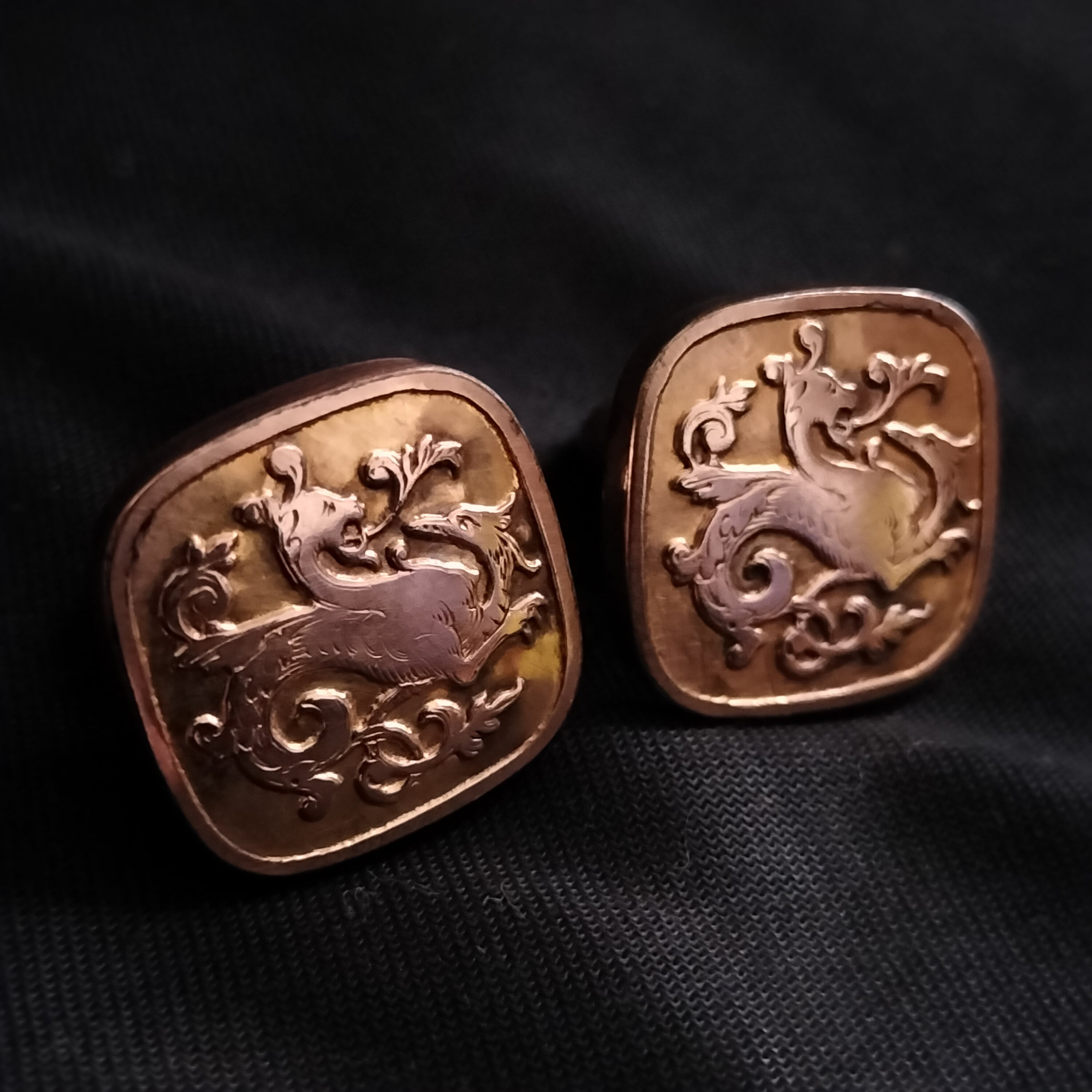 Antique French Dragon or Chimera Gold Cufflinks
