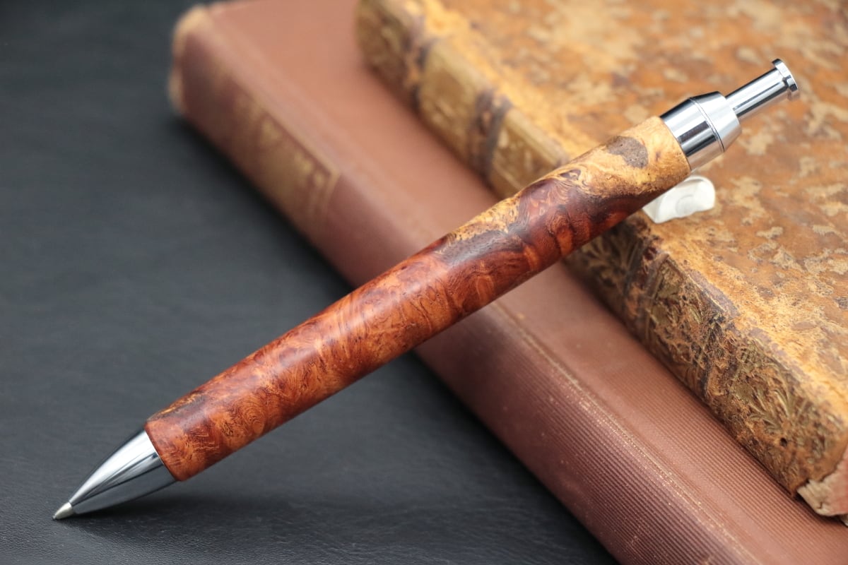 Handwood アンボイナバール 2本 アンボイナバール 紅白花梨瘤 瘤杢 2・Pencil 0.5mm」木軸シャープ