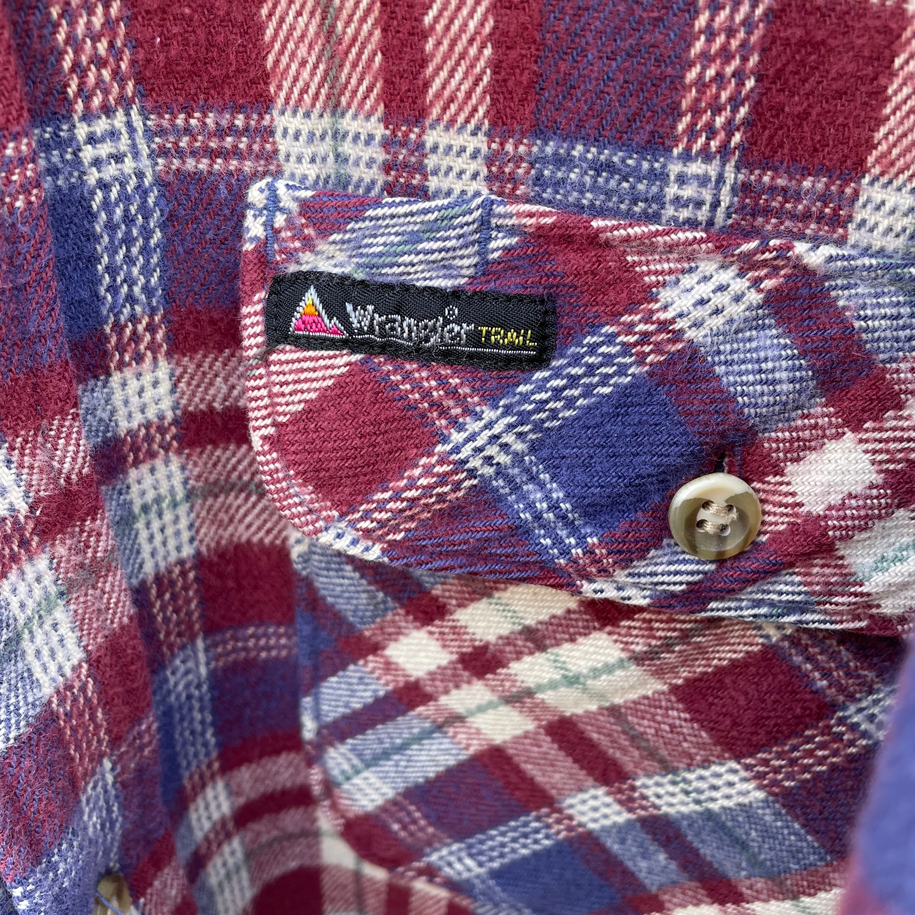 Lサイズ】Wrangler ラングラー 90s チェック柄 厚手生地 古着 Lサイズ】Wrangler ラングラー 90s チェック柄 厚手生地 古着