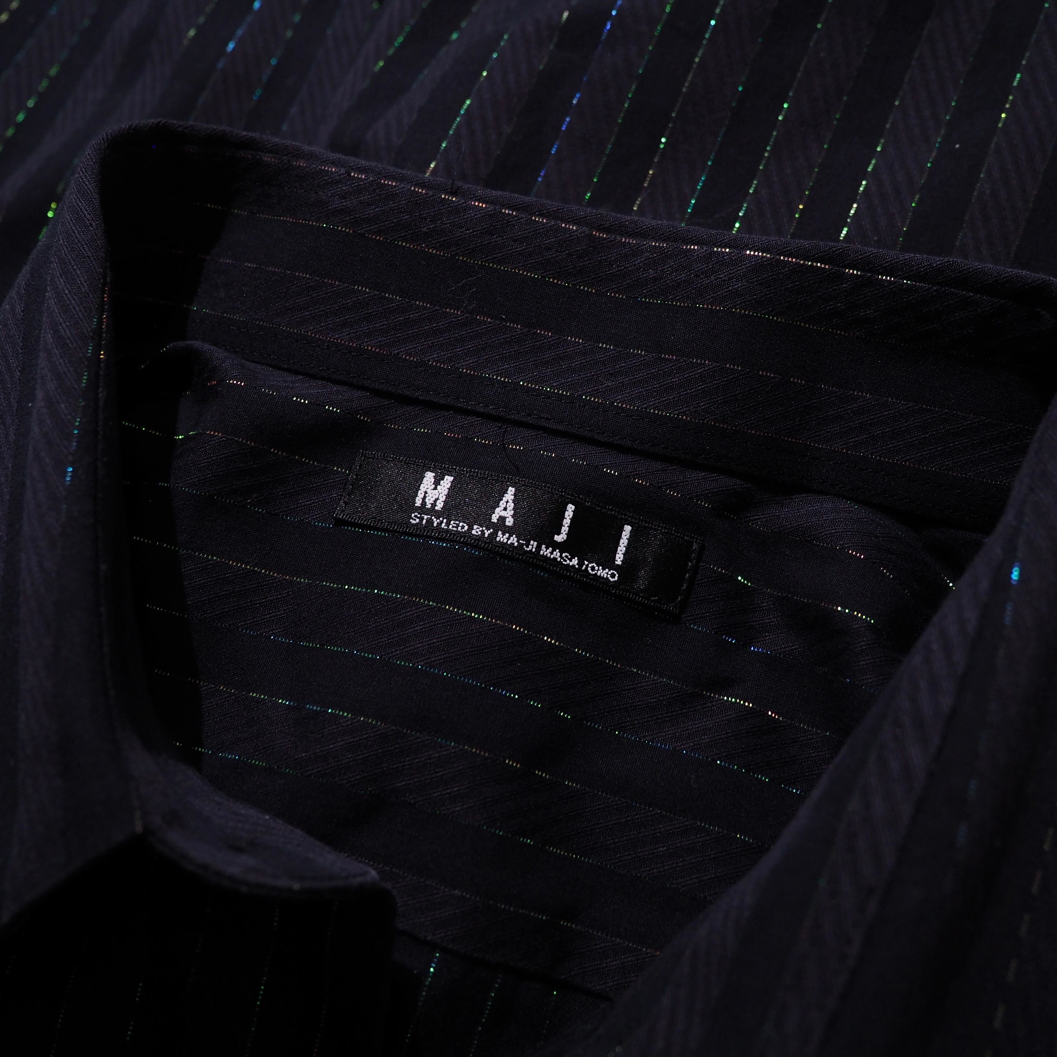 Beautiful Lame line Embroidery Black stripe Dress Shirt