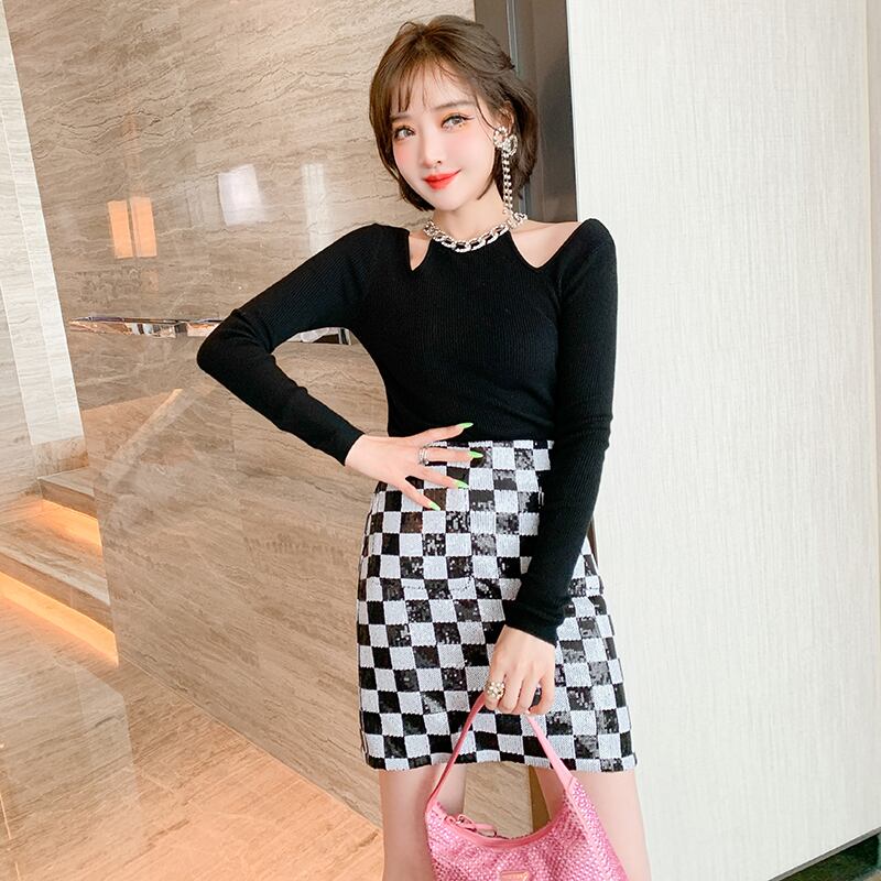 ネックレス スリムニットシャツ オータム レース 秋物 MIUCO70747213500