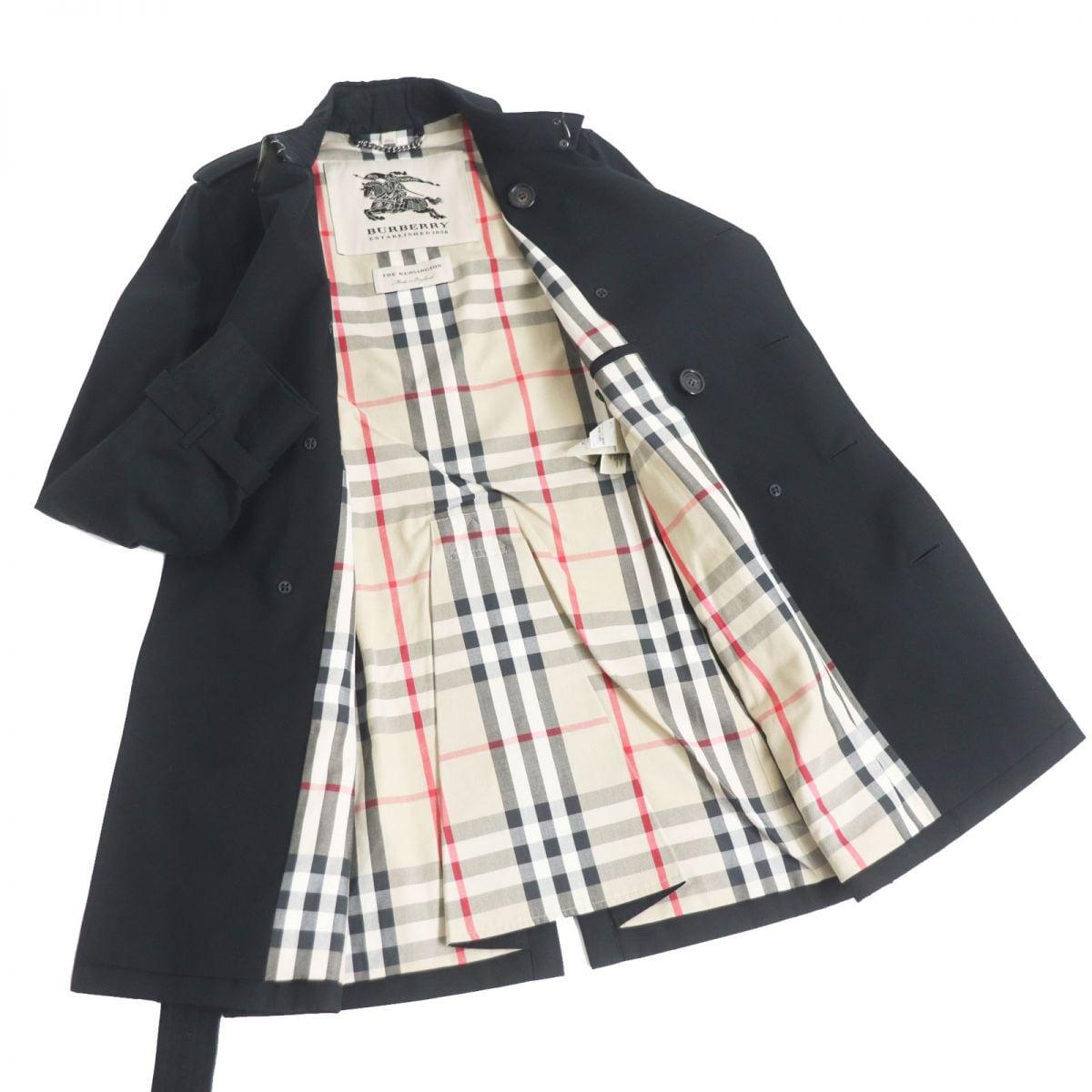 美品□BURBERRY/バーバリー ケンジントン 裏ノバチェック柄 トレンチ
