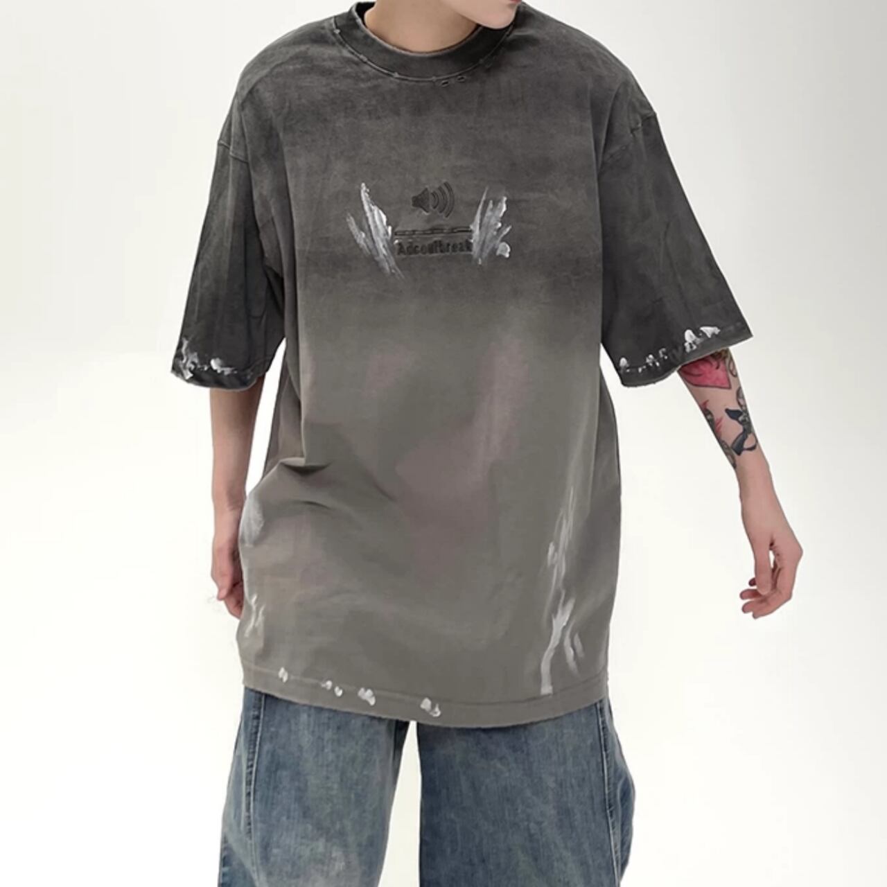 フェードグラデーションウォッシュTシャツ 2col A00133