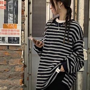 ドロップショルダーコットンボーダーニット　A0987