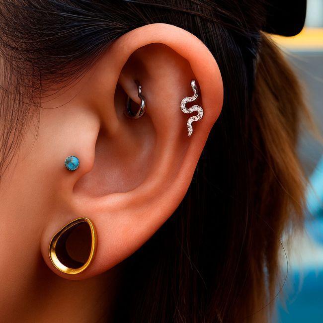 ボディピアス 18G 16G 14G コッパーターコイズ 天然石ピアス 金属