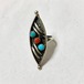 Vintage Zuni  Shadow Box Turquoise & Coral Ring