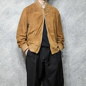 track jacket type brown nubuck leather blouson