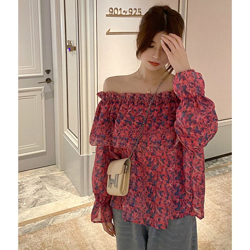 フローラルシャツ トップス ルーズ ロング 大人ガーリー スウィート キュート カジュアル 花柄 ガールズファッション37925947703