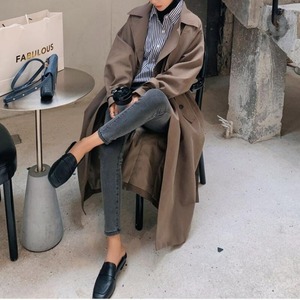 アウター ロングコート コート ブラウン ブラック 春秋冬 レディース 韓国 トレンチ 春物 羽織 カジュアル フードなし 薄手 30代 40代 50代 OU-0013KM