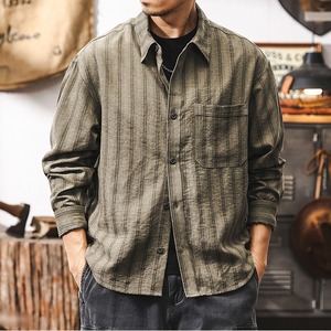 レトロストライプ長袖シャツ 225338