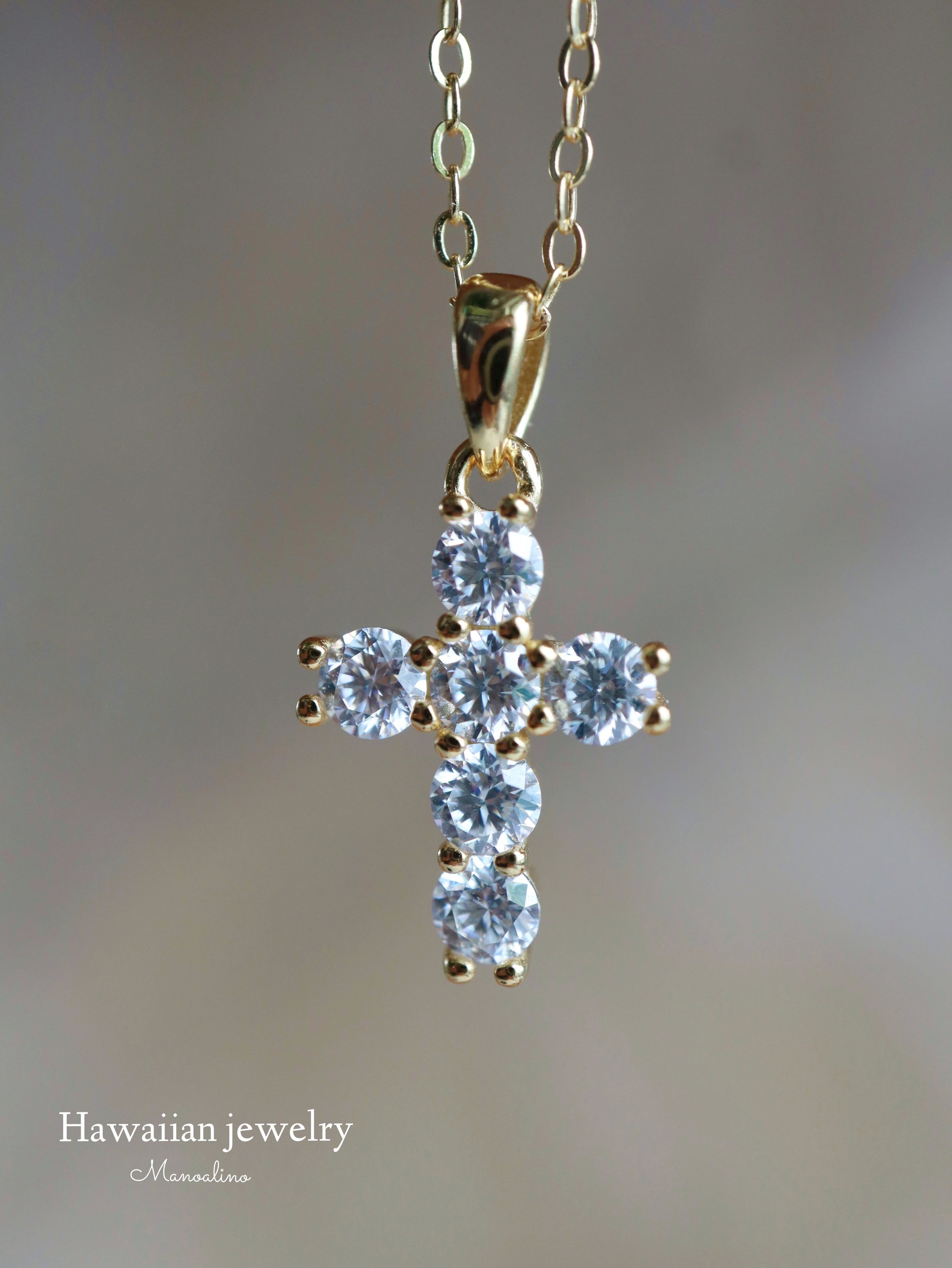 Moissanite Tiny cross necklace(モアサナイトミニクロスネックレス)