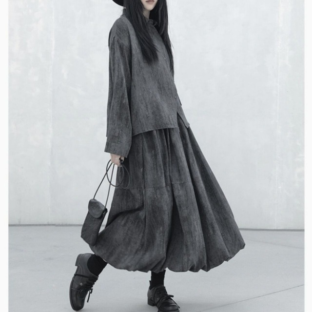 Hidden placket long shirt C0833