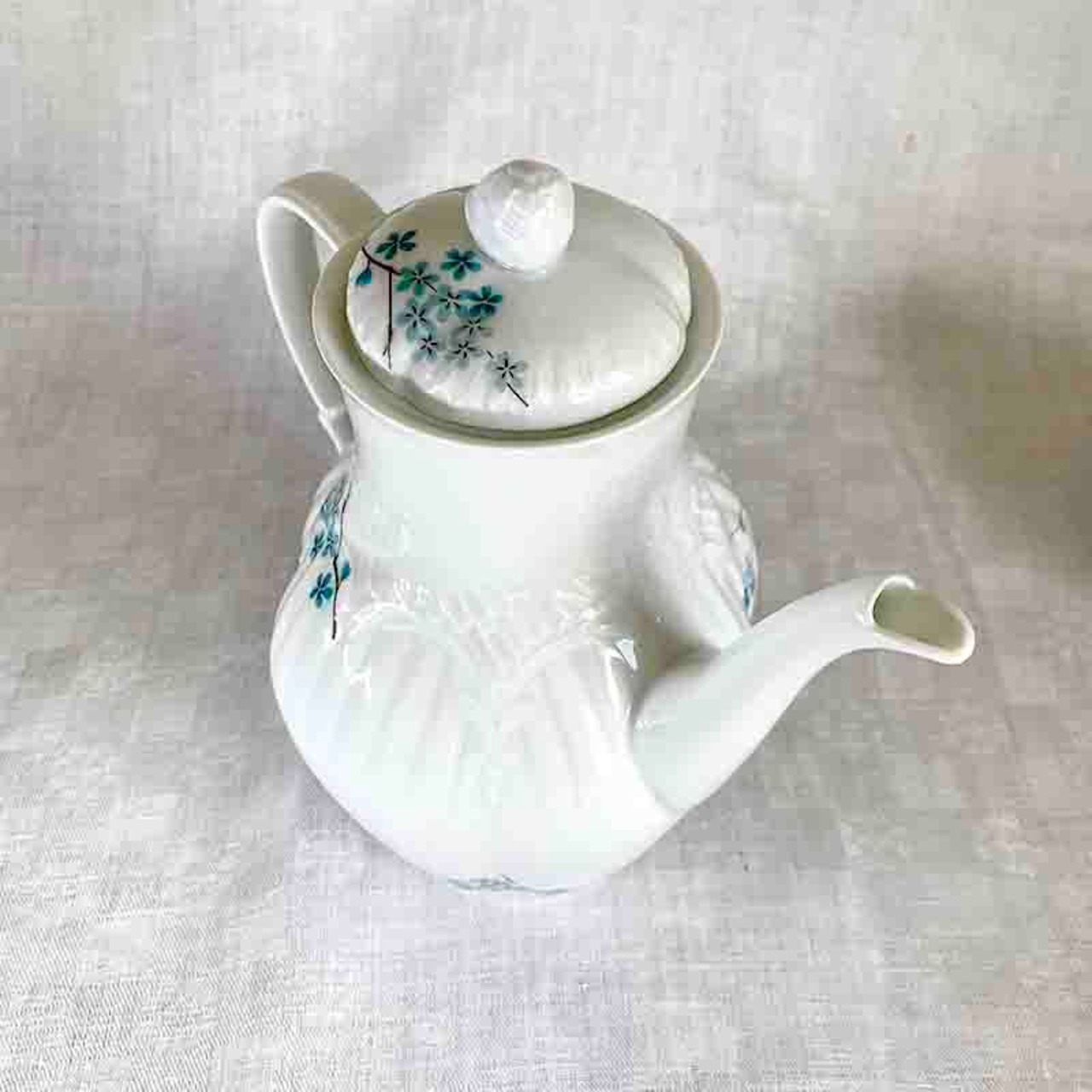 コーヒーポット　リモージュ　 くすみブルーの小花 枝物 ポット Limoges 12TWcn2