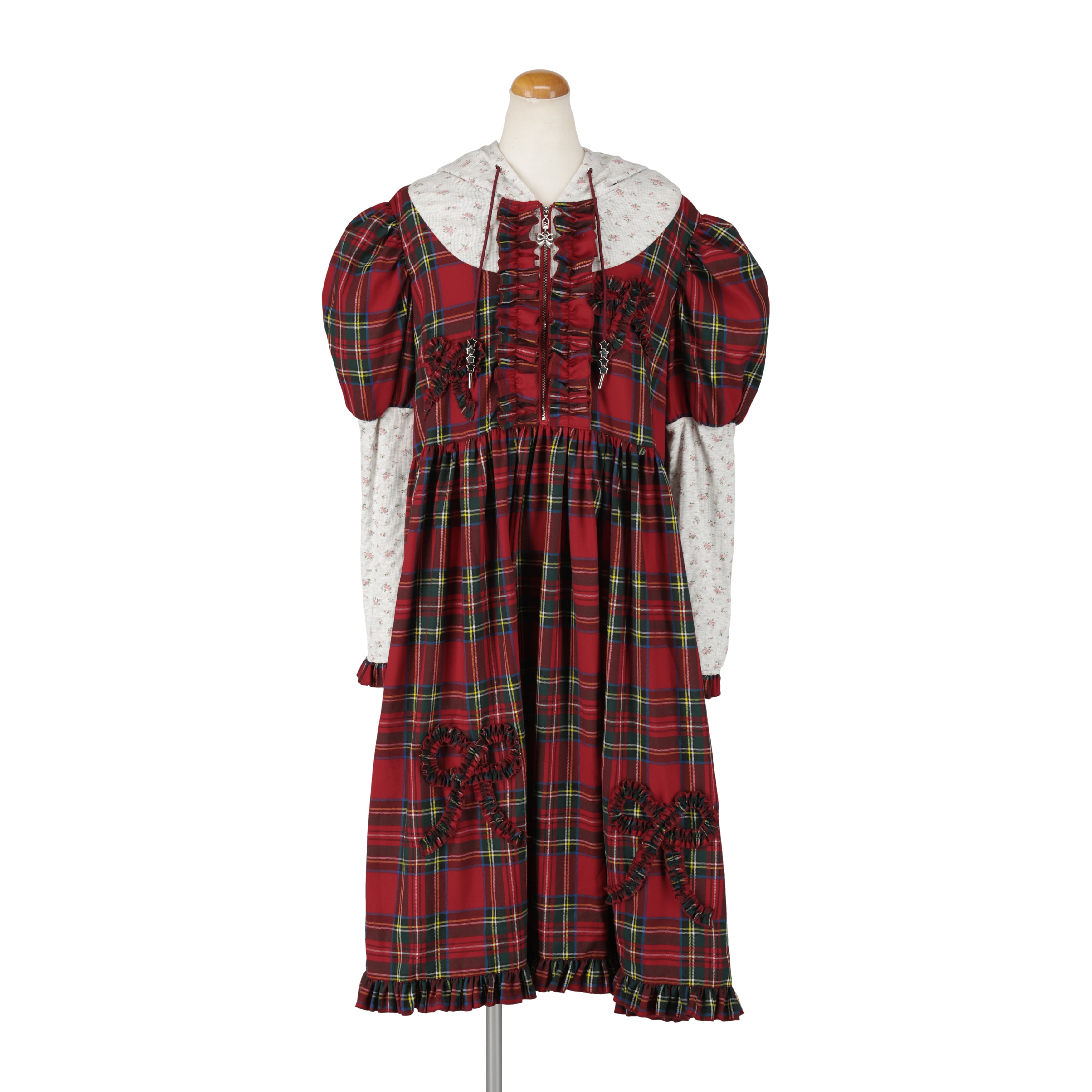 レイヤードフーディーワンピース　RED