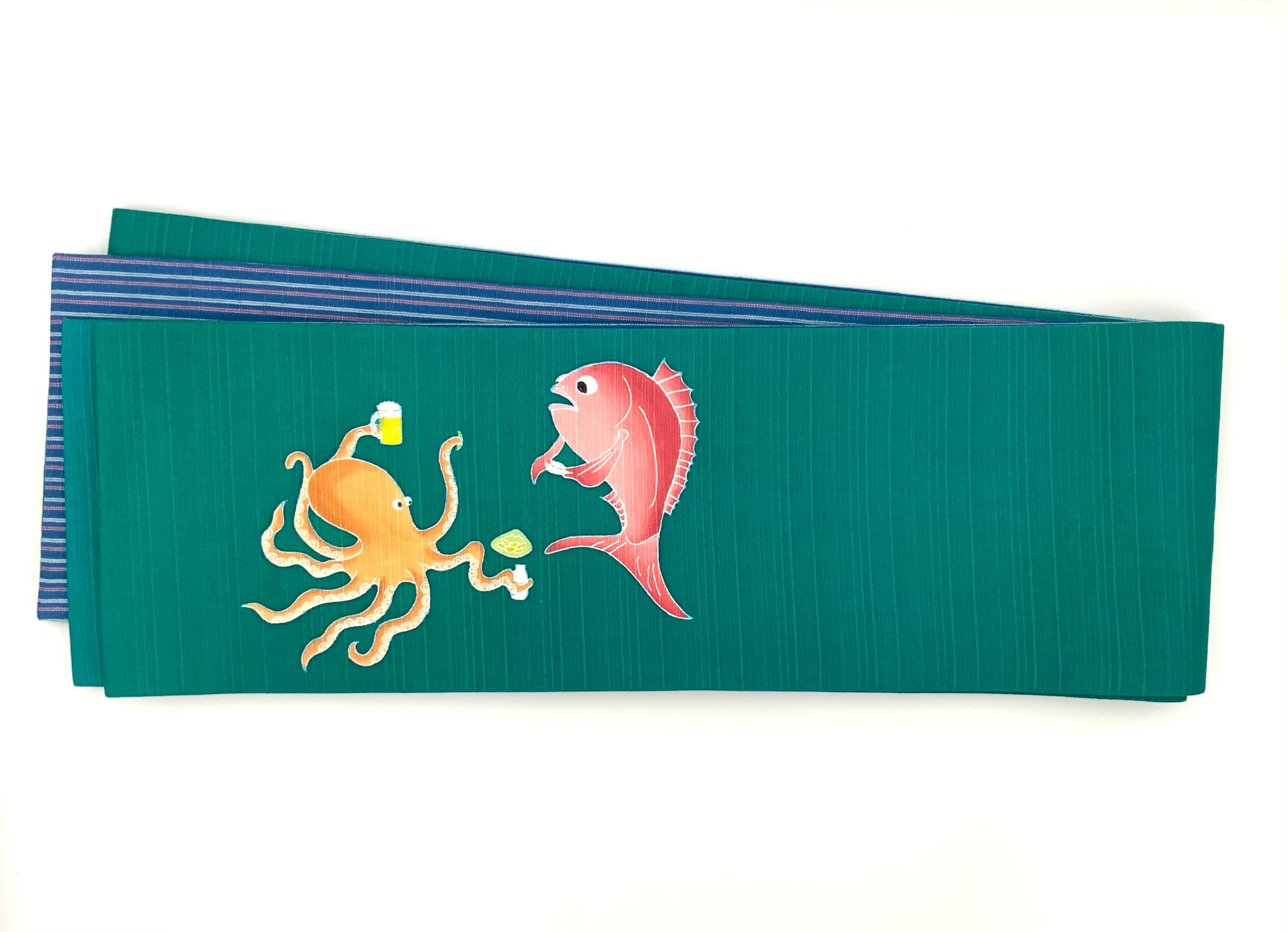 半幅帯「魚の宴」