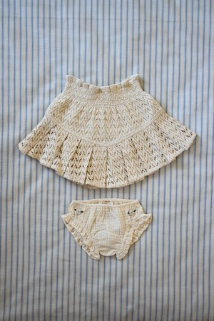 Bonjour Diary / Pleated Skirt with Panty - Natural Lace Fabric