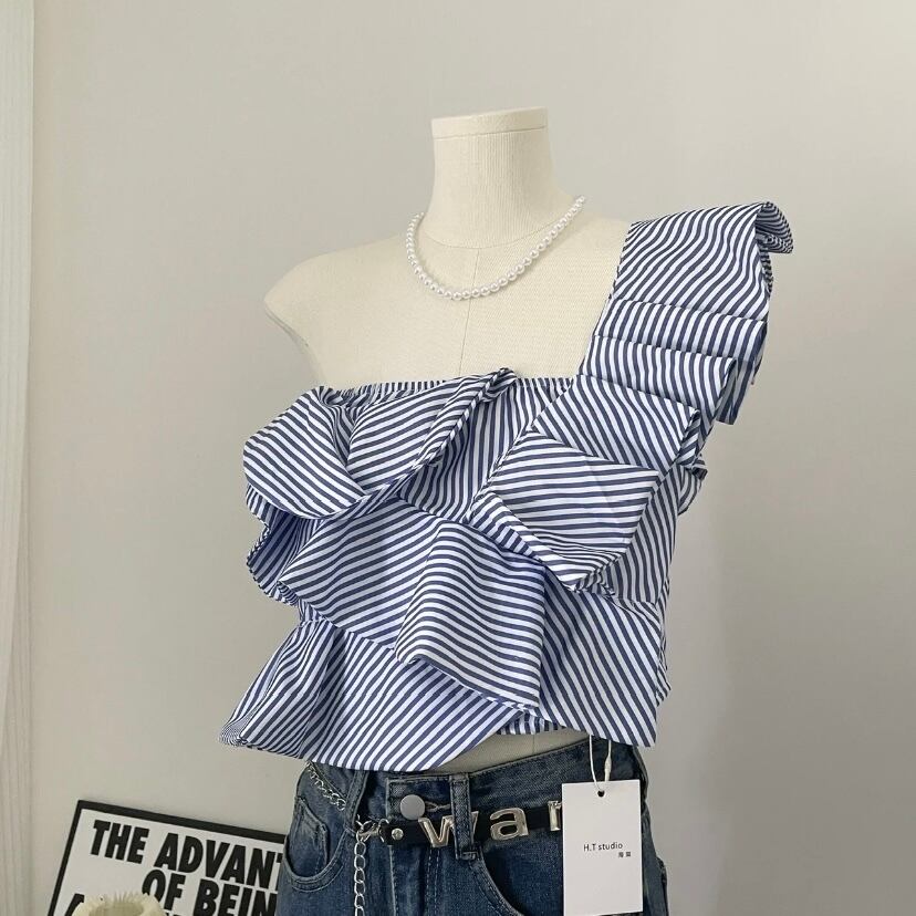 ワンショルダーフリルトップス ワンショルダーフリルトップス[品番：MKSW0013884]｜EMODA