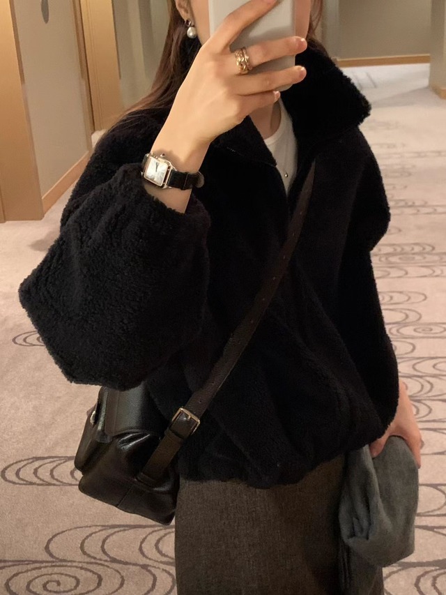 (OUNCE) high neck fur zipup mustang / 2color